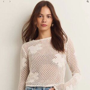 Z Supply Blossom Floral Sweater Natural Size S